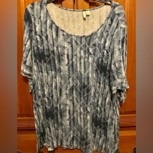 Ladies size large blue quarter sleeve top with bows on the sleeves.  .